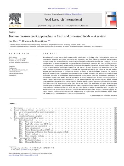 texture measurement in fresh food